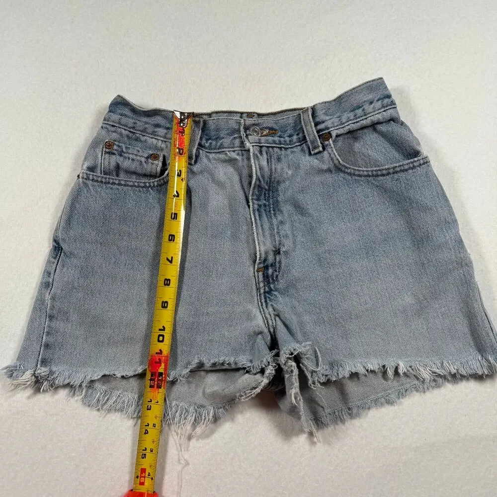 Vintage Levi's cut off denim shorts micro jean shorts distressed size 26 waist - Picture 7 of 12